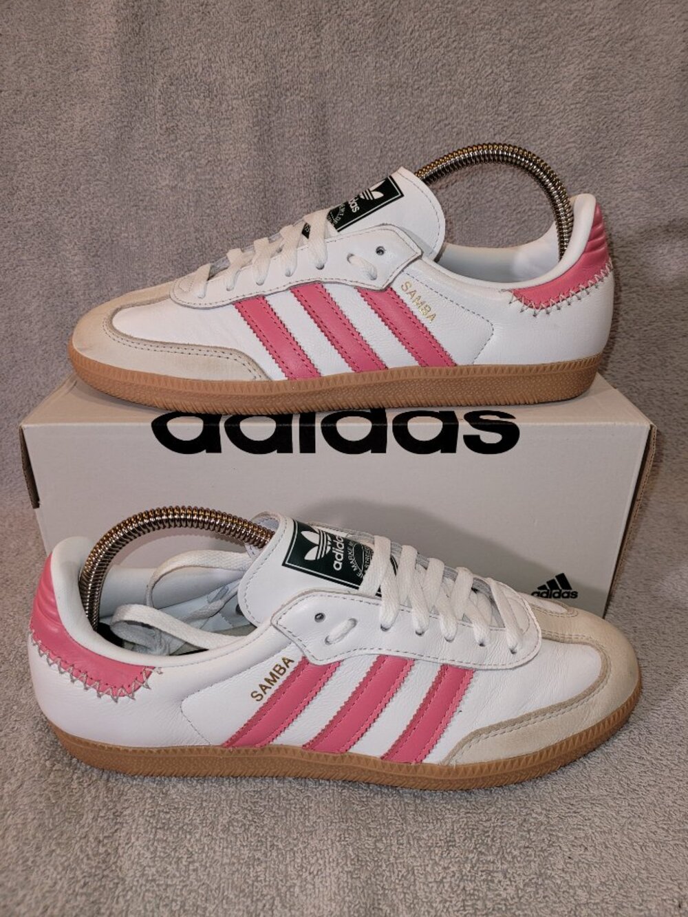 Adidas Samba Men's Size 8.5 OG White Rose Pink Tan Gum Sneakers JI2013 (#2210)